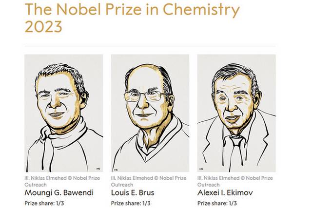 Nagroda Nobla w dziedzinie chemii 2023 za syntez kropek kwantowych [fot. nobelprize.org]