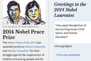 Pokojowa Nagroda Nobla 2014 za walk o prawa dzieci - Kailash Satyarthi i Malala Yousafzay  [fot. nobelprize.org]